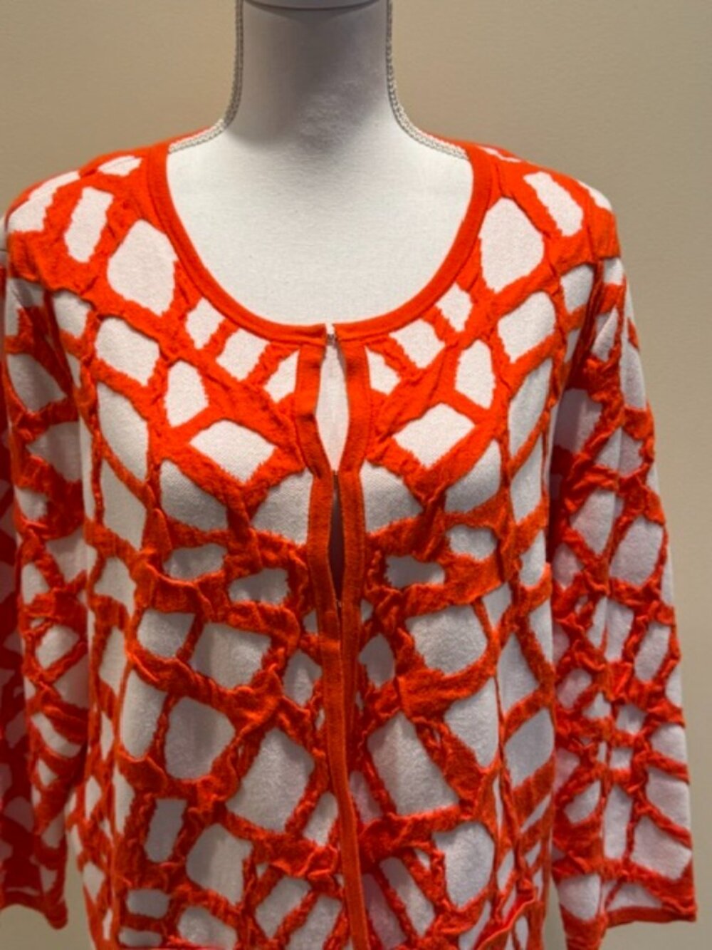Kasper Orange and White Cardigan Size XL - Picture 3 of 11